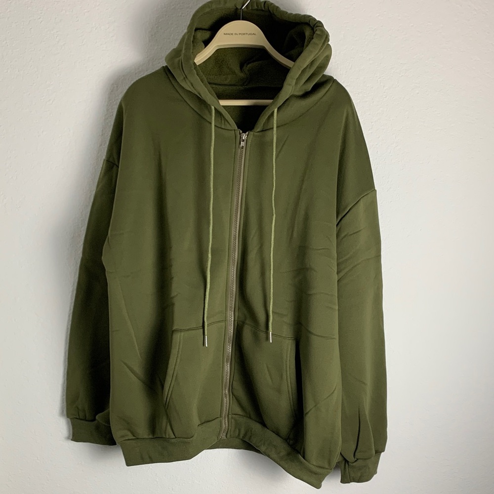 SHEIN Forest Green Men's Zip-Up Sweater